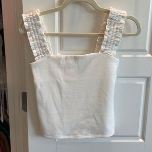 White Ruffled Strap Tank Top new with tags